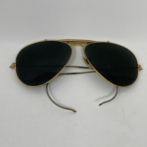 Vintage Men's Aviator Sunglasses Wire Rim Dark Tint 14k GF Missing Nose Guard
